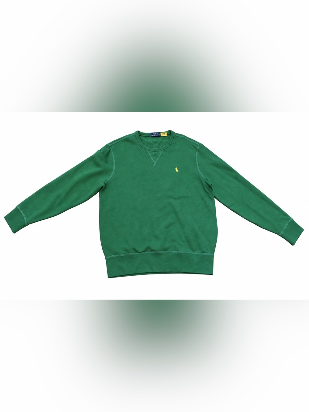 Polo Ralph Lauren Men’s Green Fleece Crewneck Sweatshirt Medium Yellow Pony
